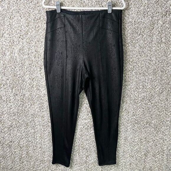 Liverpool Leggings Women’s 14 Black Faux Leather Crackled Snake Print - Picture 1 of 6